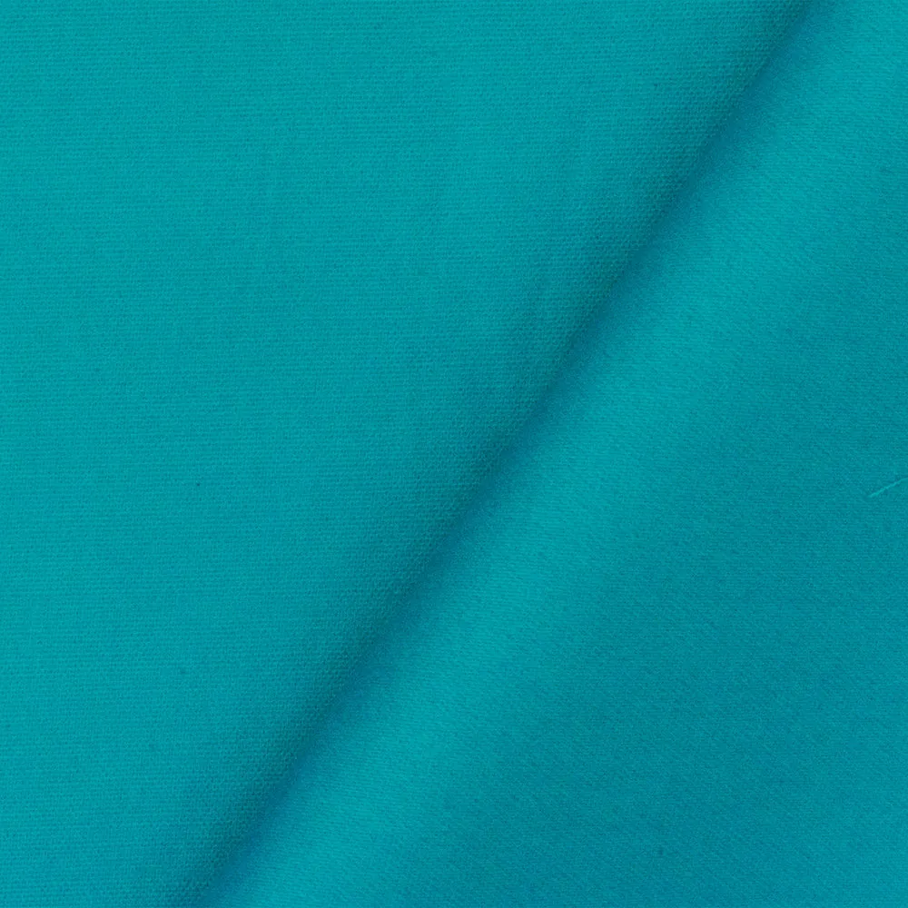 Turquoise Blue Cotton Solid Stretch Spandex Twill Sateen Woven Fabric