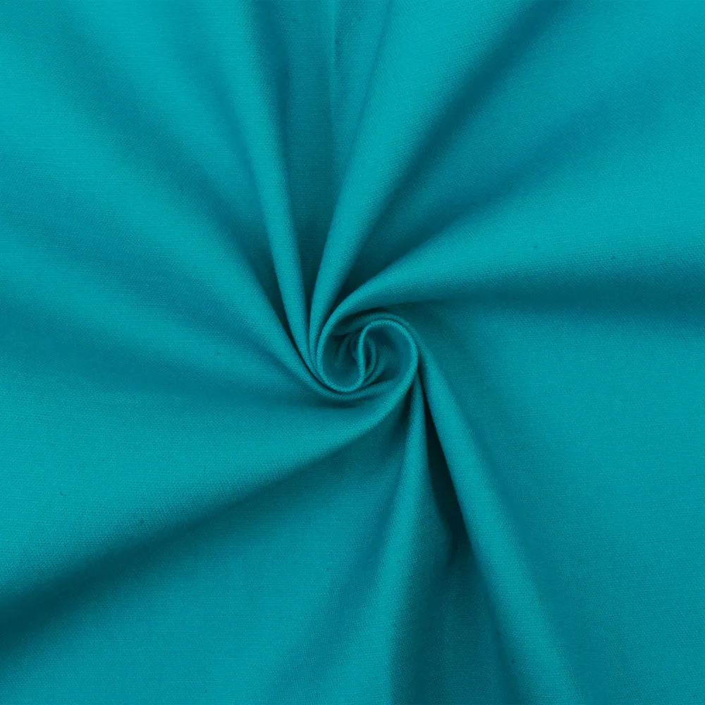 Turquoise Blue Cotton Solid Stretch Spandex Twill Sateen Woven Fabric