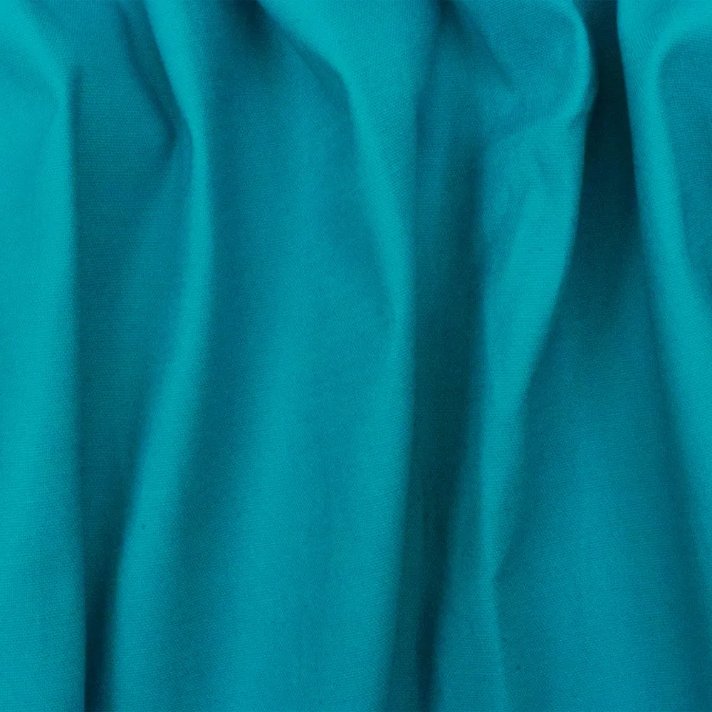 Turquoise Blue Cotton Solid Stretch Spandex Twill Sateen Woven Fabric