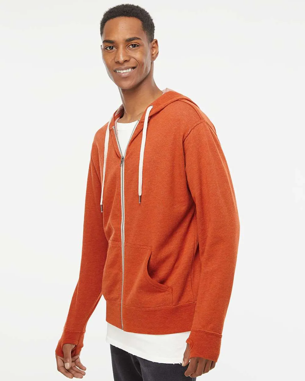 Unisex Heathered French Terry Full-Zip Hooded Sweatshirt