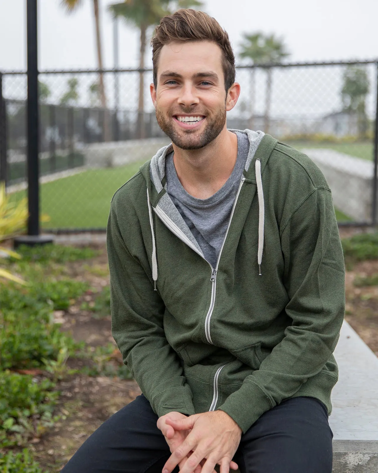 Unisex Heathered French Terry Full-Zip Hooded Sweatshirt