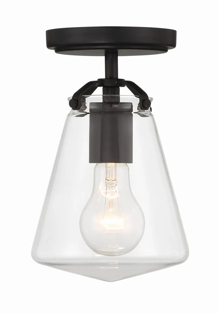 Voss 1 Light Matte Black Semi Flush Mount