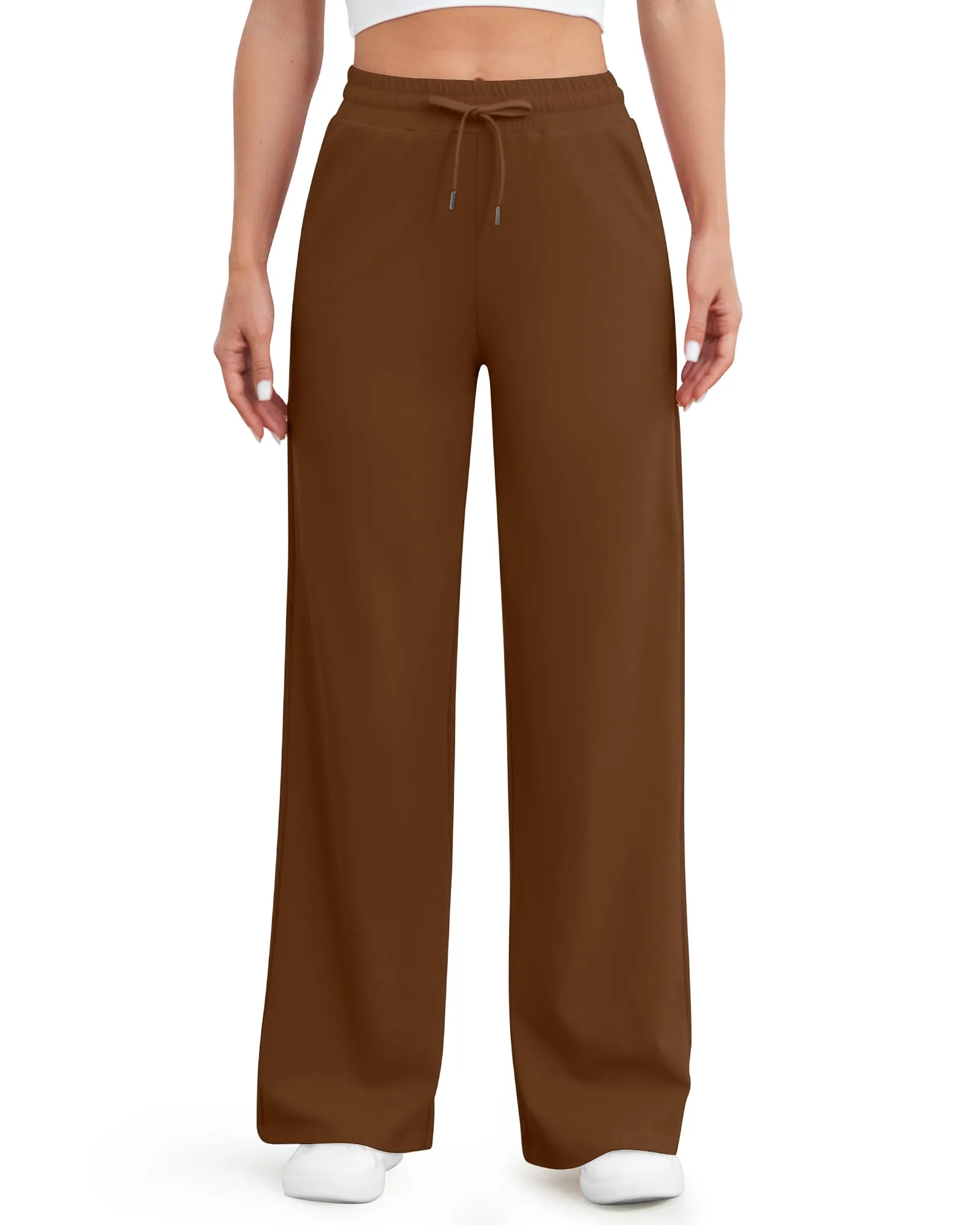 Wide Leg Mid-Waist Drawstring Casual Pants