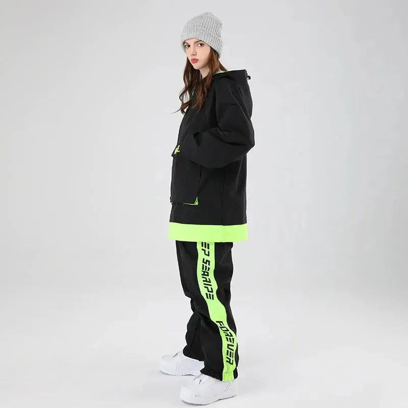 Women Ski Suits Pullover Hooded Ski Jacket & Pants