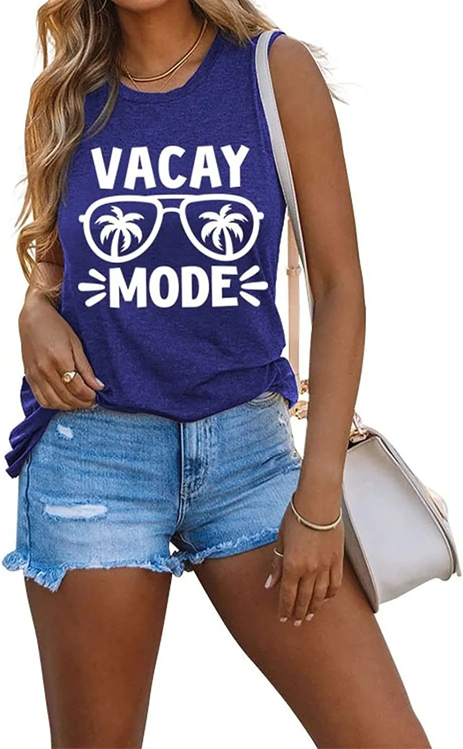 Women Vacay Mode Tank Tops Vacation Summer Funny Travel Shirt