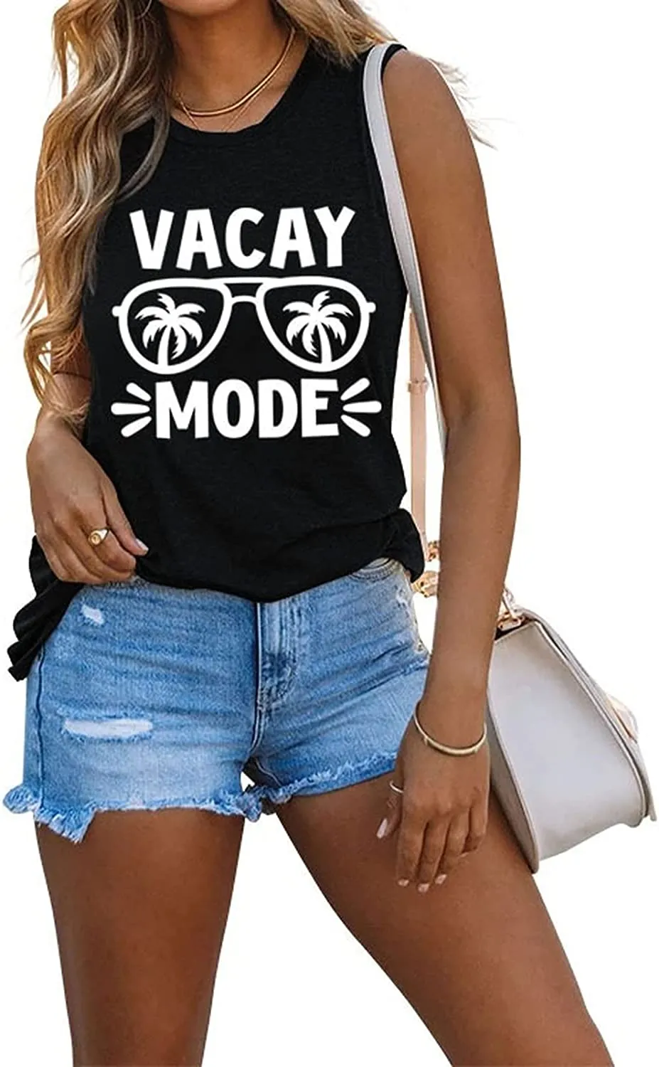 Women Vacay Mode Tank Tops Vacation Summer Funny Travel Shirt