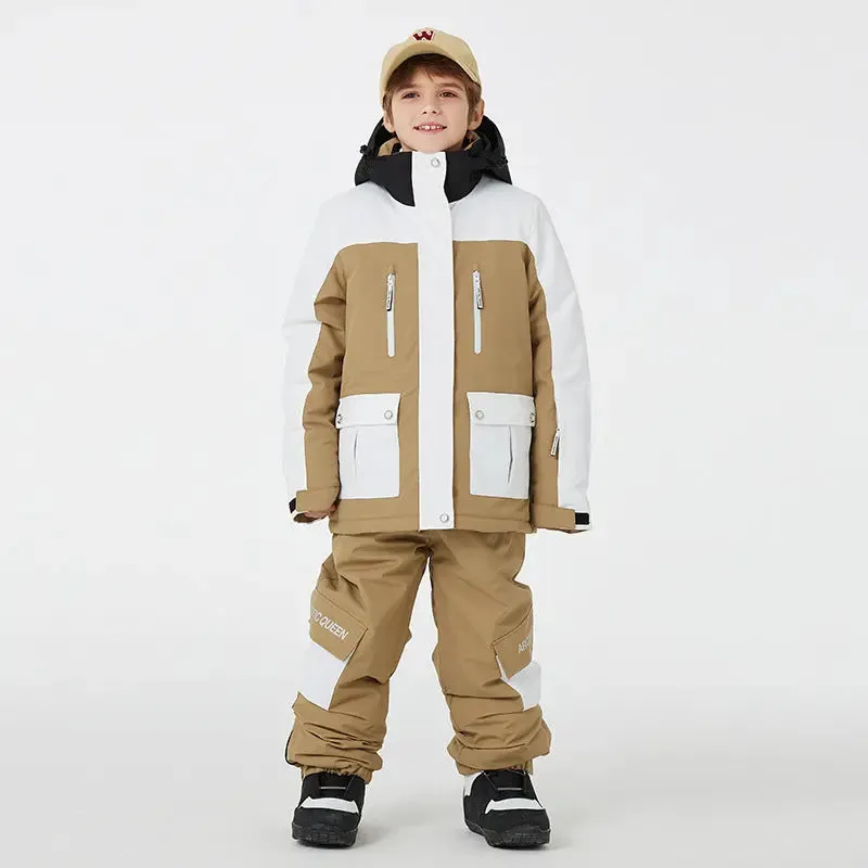 Youth Hooded Snow Jackets & Bibs Pants 2 Pieces