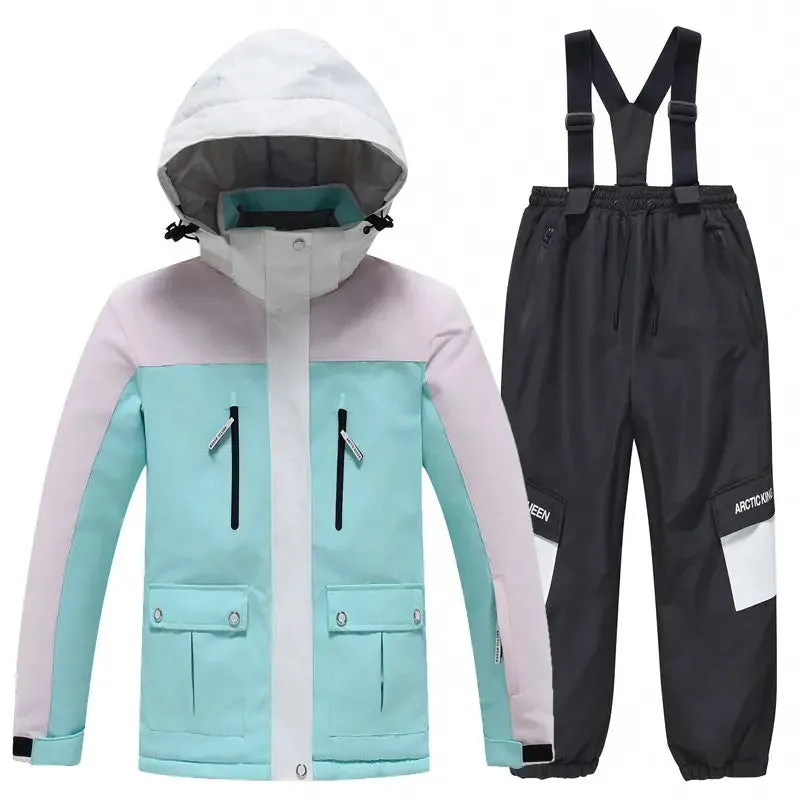 Youth Hooded Snow Jackets & Bibs Pants 2 Pieces