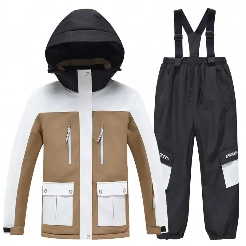 Youth Hooded Snow Jackets & Bibs Pants 2 Pieces