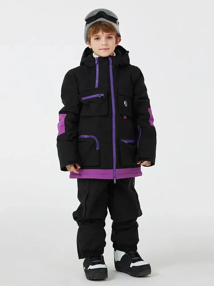 Youth Hooded Snow Jackets & Bibs Pants 2 Pieces