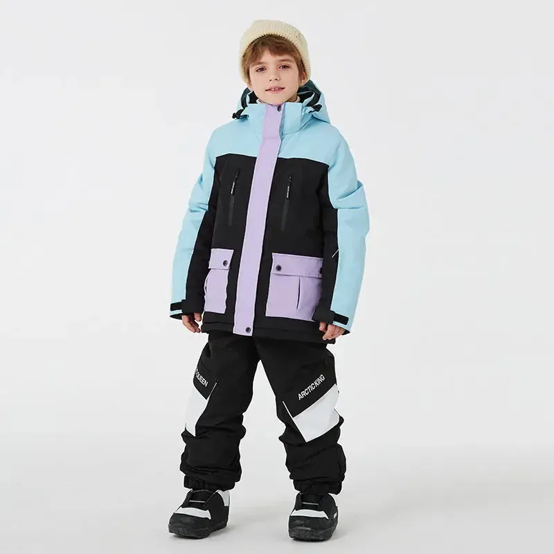 Youth Hooded Snow Jackets & Bibs Pants 2 Pieces